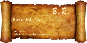 Beke Réka névjegykártya